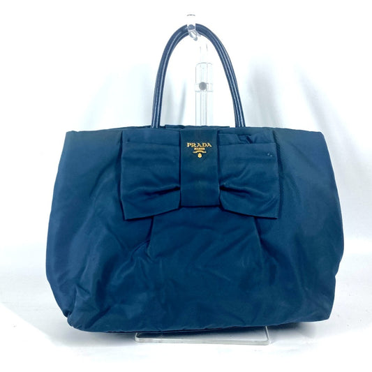 PRADA Handbag Nylon Blue type logo ribbon