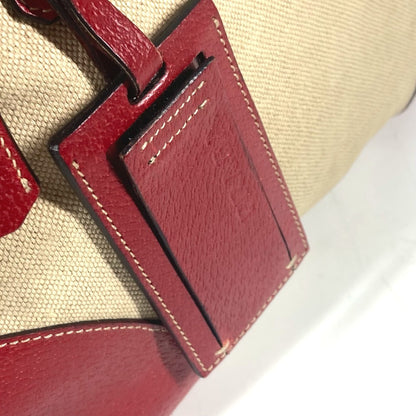 PRADA Shoulder Bag Leather / canvas beige By color Triangle logo plate
