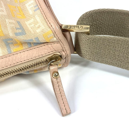 FENDI Shoulder Bag Leather / canvas multicolor Zucca logo