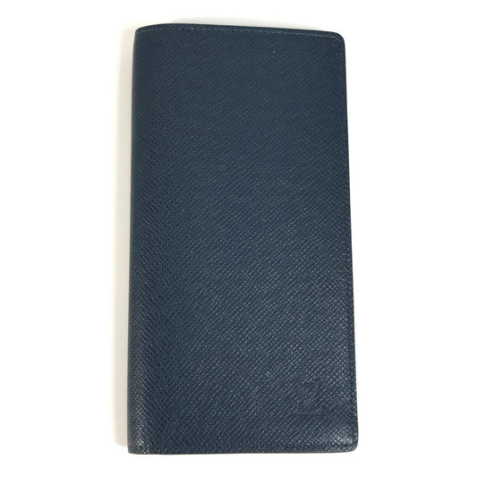 LOUIS VUITTON Long Wallet Purse M33404 Taiga Leather Navy Taiga Portefeuille Ron