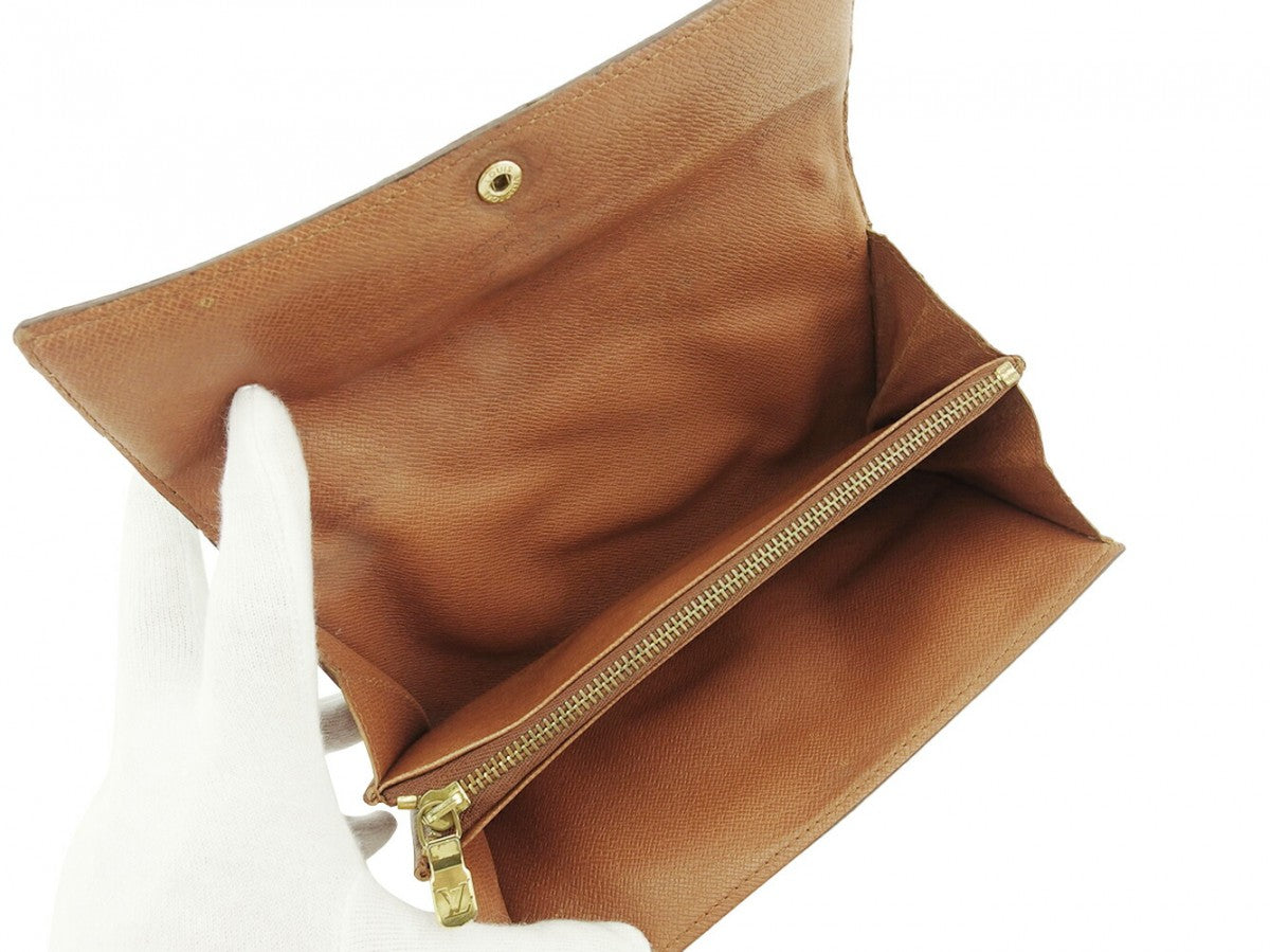 LOUIS VUITTON Long Wallet Purse Brown Pochette Porto Moné Credit