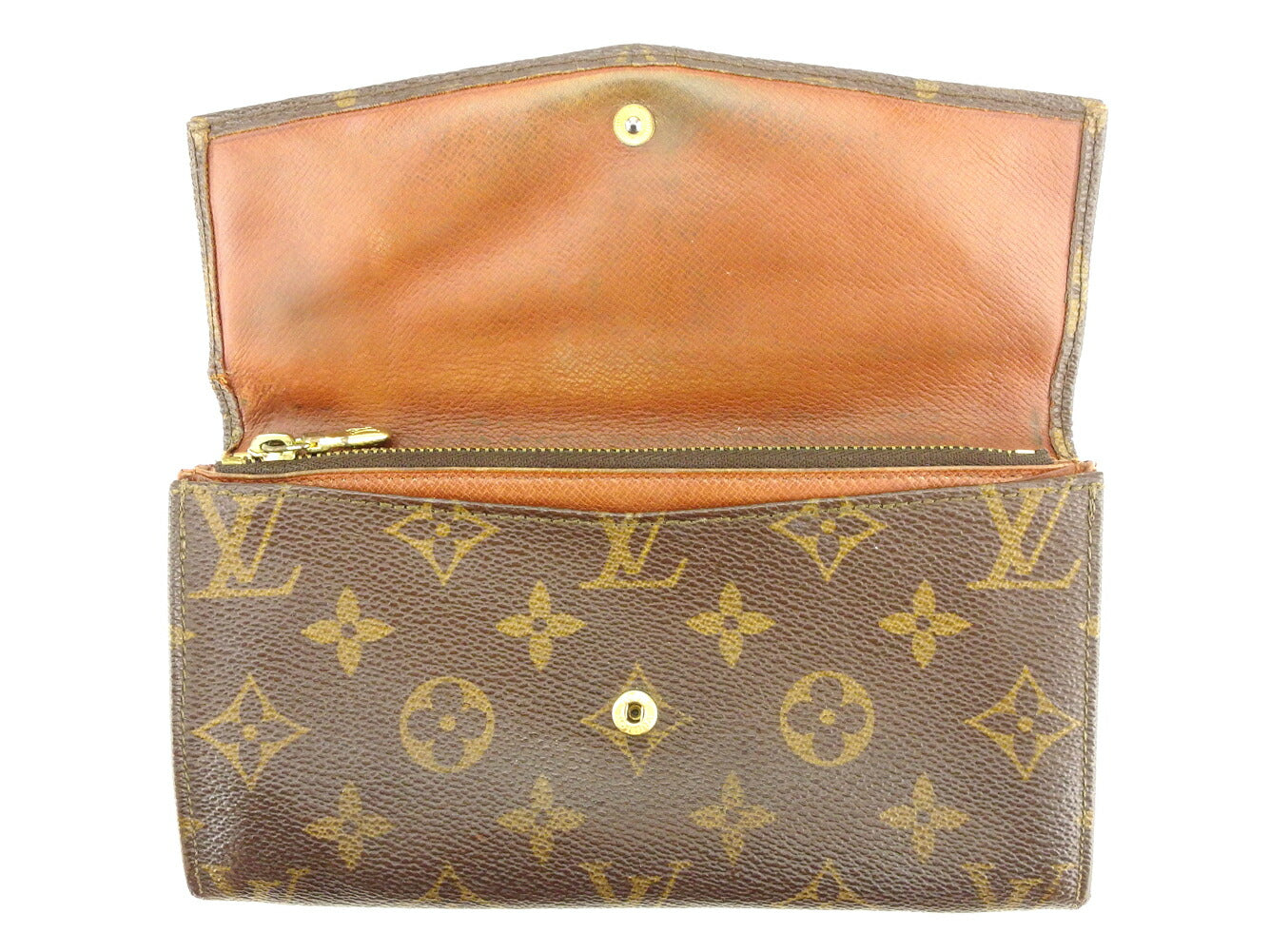 LOUIS VUITTON Long Wallet Purse M61724 Brown Pochette Porto MonÃ©credi