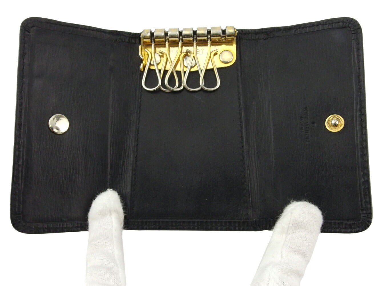 LOUIS VUITTON Key case Key holder M63812 black Multicles6 Martier engraving