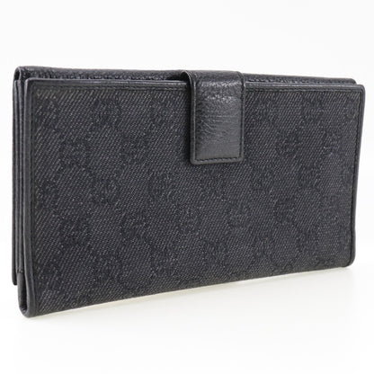 GUCCI Long Wallet Purse 143391 leather black unisex(Unisex) Used Authentic