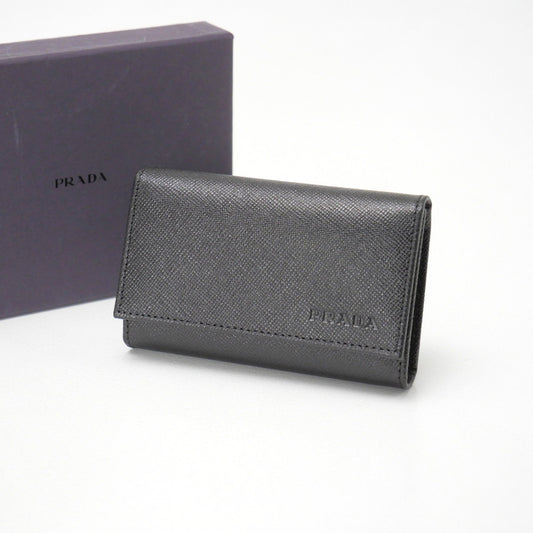 PRADA Key case Key holder  M25U leather black DEPOS