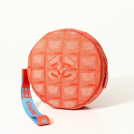 CHANEL Accessory pouch Nylon jacquard Red New travel line