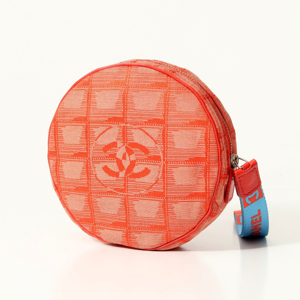 CHANEL Accessory pouch Nylon jacquard Red New travel line
