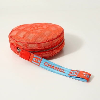 CHANEL Accessory pouch Nylon jacquard Red New travel line
