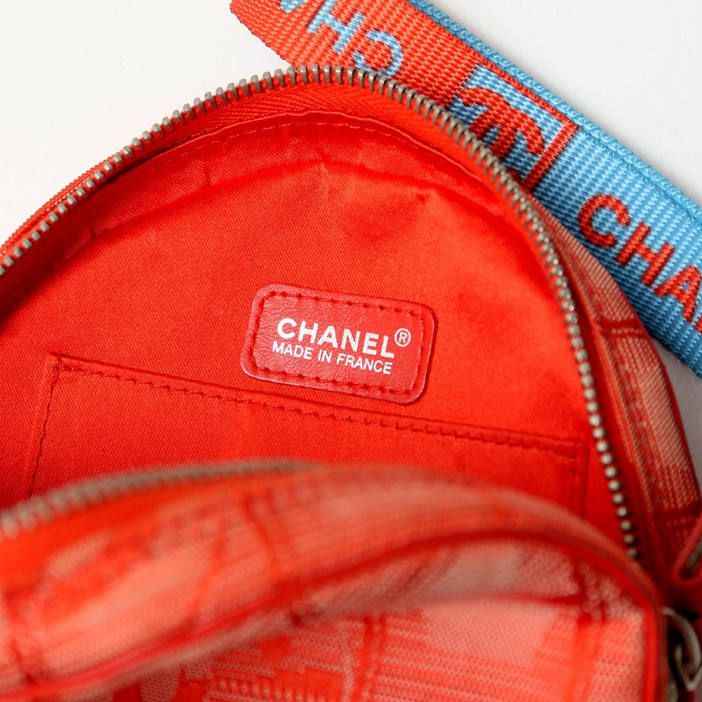 CHANEL Accessory pouch Nylon jacquard Red New travel line