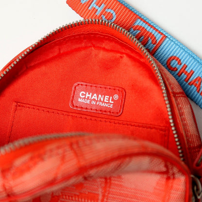 CHANEL Accessory pouch Nylon jacquard Red New travel line