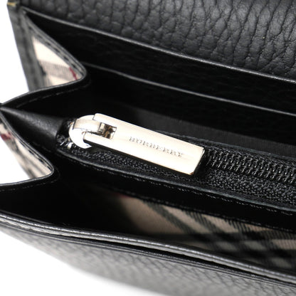 BURBERRY Long Wallet Purse Cowhide Black Part: Nova Check Pattern SI4701 09