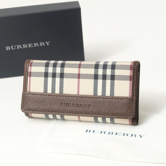 BURBERRY Key case Key holder  Leather x Nylon Canvas Brown