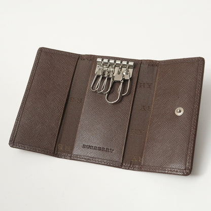 BURBERRY Key case Key holder  Leather x Nylon Canvas Brown