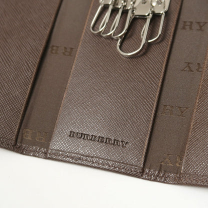 BURBERRY Key case Key holder  Leather x Nylon Canvas Brown