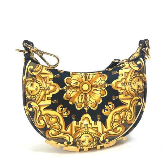 FENDI Handbag 7AS089 Nylon / leather yellow Nano Fendigraphy Fendace FENDACE Women Used Authentic