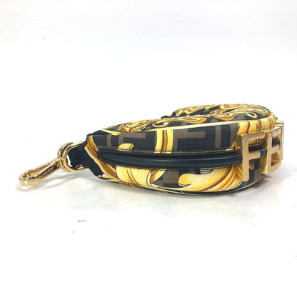 FENDI Handbag 7AS089 Nylon / leather yellow Nano Fendigraphy Fendace FENDACE Women Used Authentic