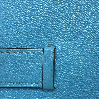 HERMES Card Case Shave Luco Romandel blue bearn mini compact Women Used Authentic
