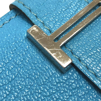 HERMES Card Case Shave Luco Romandel blue bearn mini compact Women Used Authentic