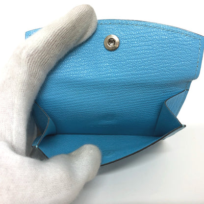 HERMES Card Case Shave Luco Romandel blue bearn mini compact Women Used Authentic