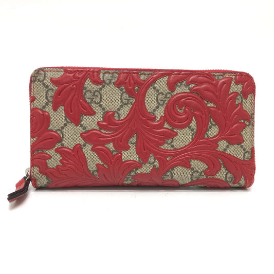 GUCCI Long Wallet Purse 410102 GG Supreme Canvas Red x brown GG Supreme