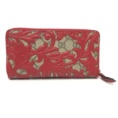 GUCCI Long Wallet Purse 410102 GG Supreme Canvas Red x brown GG Supreme