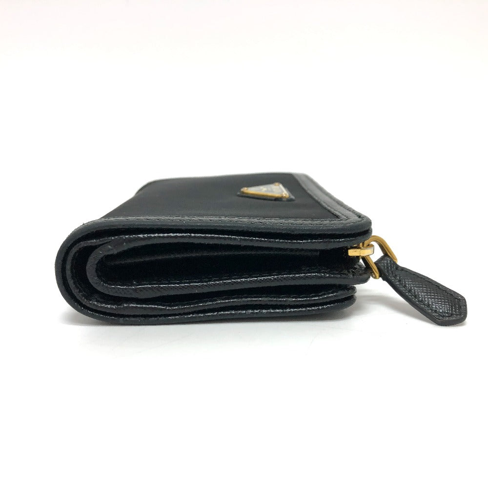PRADA Folded wallet 1ML225 Nylon leather black triangle plate