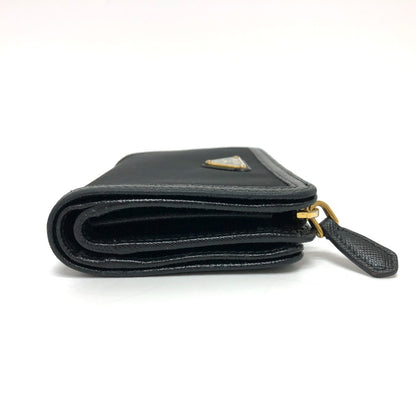 PRADA Folded wallet 1ML225 Nylon leather black triangle plate