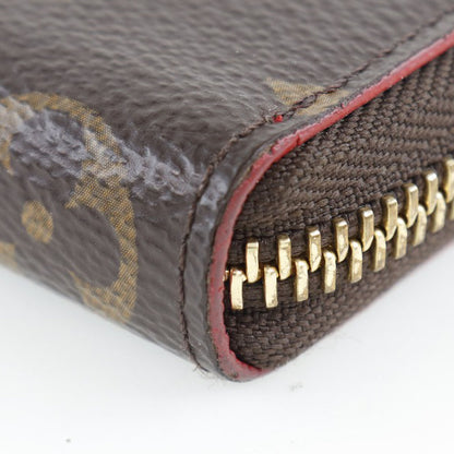 LOUIS VUITTON Long Wallet Purse M62940 Monogram canvas Brown Flower charm Portefeuille Clemence Women Used Authentic