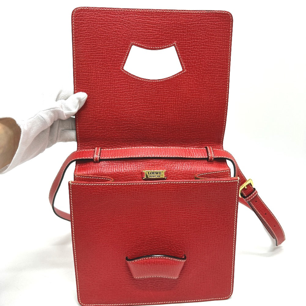 LOEWE Handbag leather Red Barcelona Women Used Authentic