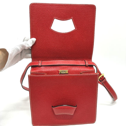 LOEWE Handbag leather Red Barcelona Women Used Authentic