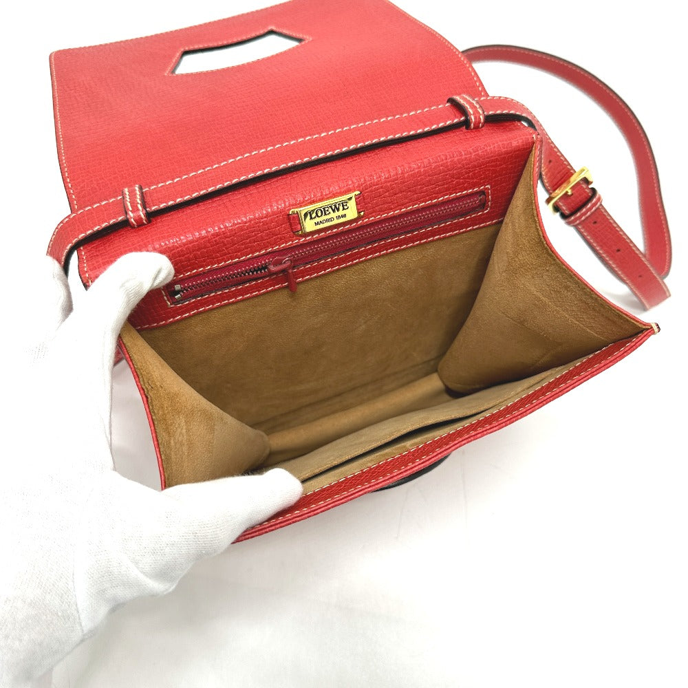 LOEWE Handbag leather Red Barcelona Women Used Authentic