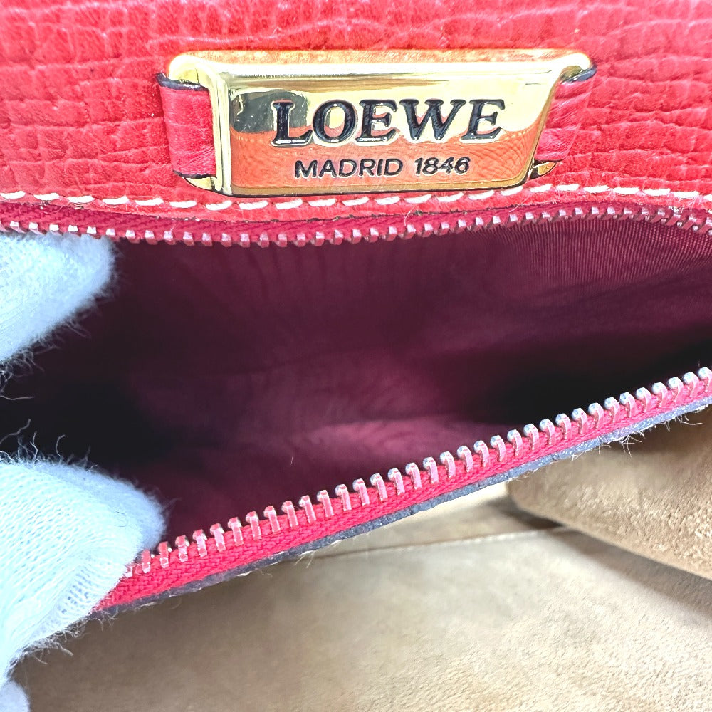 LOEWE Handbag leather Red Barcelona Women Used Authentic
