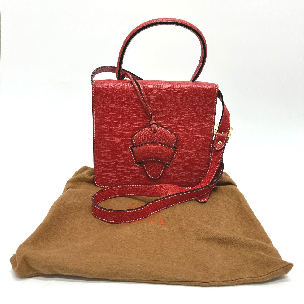 LOEWE Handbag leather Red Barcelona Women Used Authentic