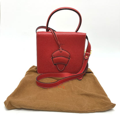 LOEWE Handbag leather Red Barcelona Women Used Authentic