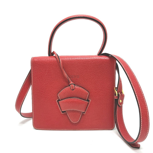 LOEWE Handbag leather Red Barcelona Women Used Authentic