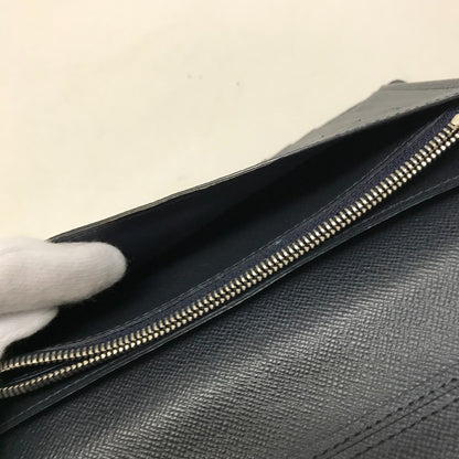 LOUIS VUITTON Long Wallet Purse M60615 Epi Leather Navy Epi Portefeuille Brazza mens Used Authentic