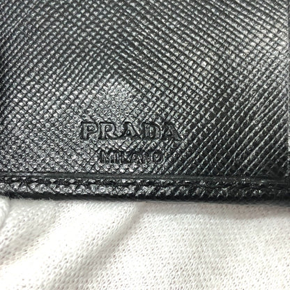 PRADA Key case Key holder  M26U saffiano leather black Triangle Plate