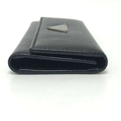 PRADA Key case Key holder  M26U saffiano leather black Triangle Plate