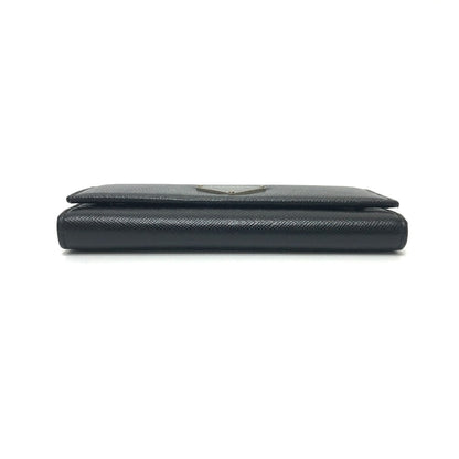 PRADA Key case Key holder  M26U saffiano leather black Triangle Plate