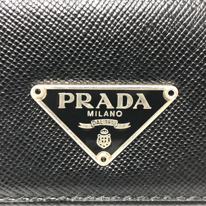 PRADA Key case Key holder  M26U saffiano leather black Triangle Plate