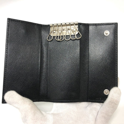 PRADA Key case Key holder  M26U saffiano leather black Triangle Plate