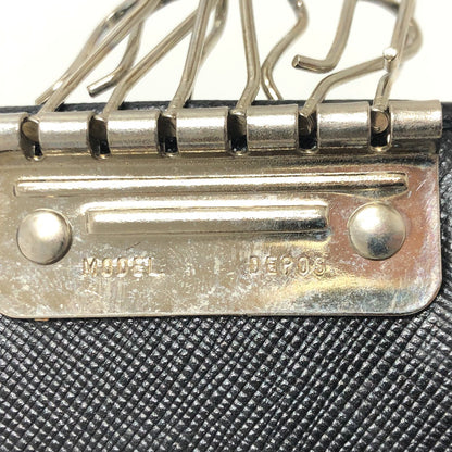 PRADA Key case Key holder  M26U saffiano leather black Triangle Plate