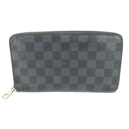 LOUIS VUITTON Long Wallet Purse N63077 Damier Grafitto Canvas black Damier Zippy Organizer mens Used Authentic