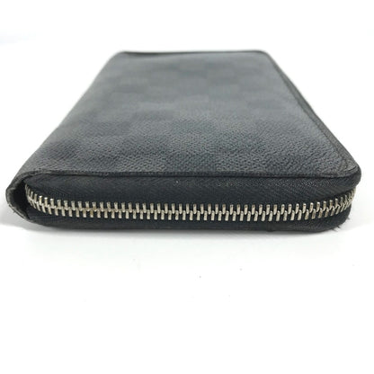 LOUIS VUITTON Long Wallet Purse N63077 Damier Grafitto Canvas black Damier Zippy Organizer mens Used Authentic