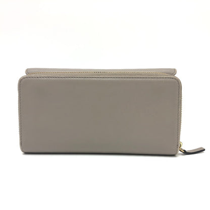 GUCCI Long Wallet Purse leather gray logo