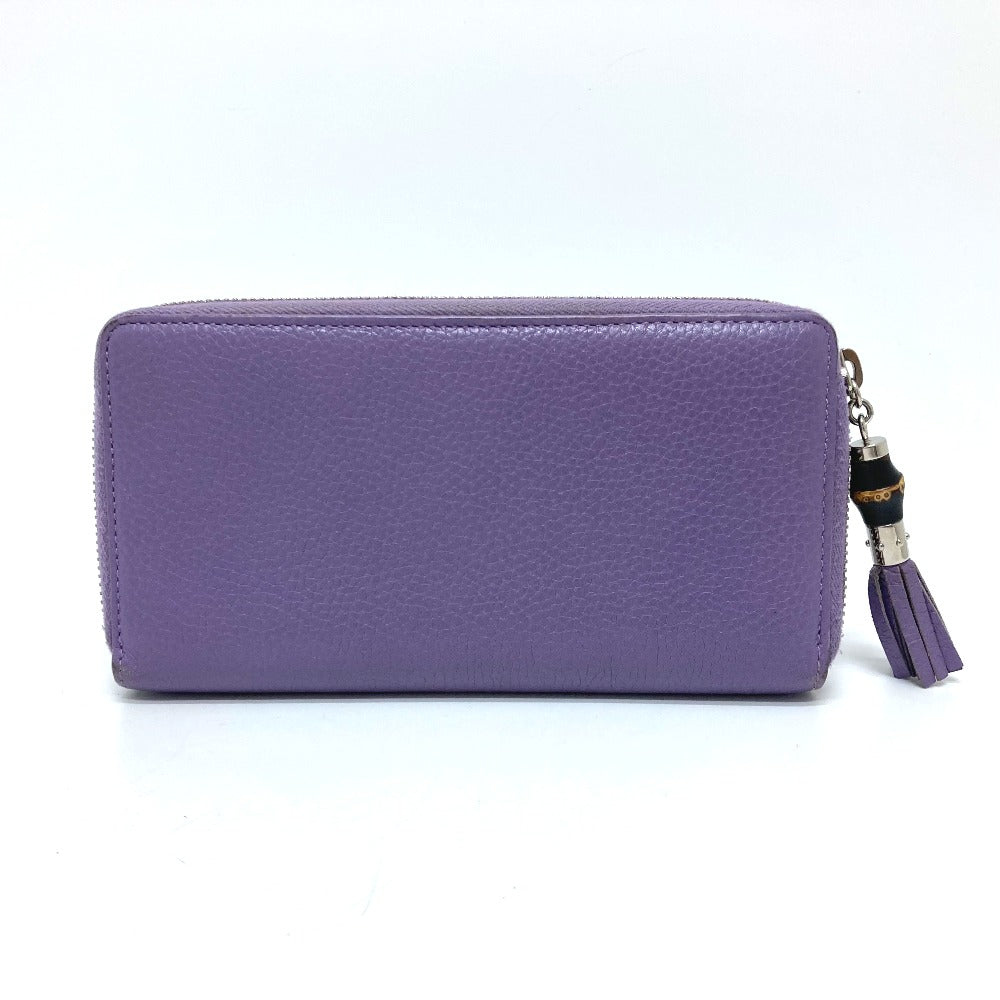 GUCCI Long Wallet Purse 307984 leather purple Bamboo tassel