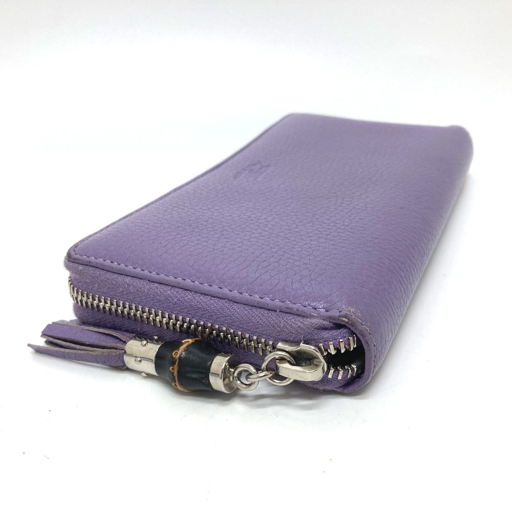 GUCCI Long Wallet Purse 307984 leather purple Bamboo tassel