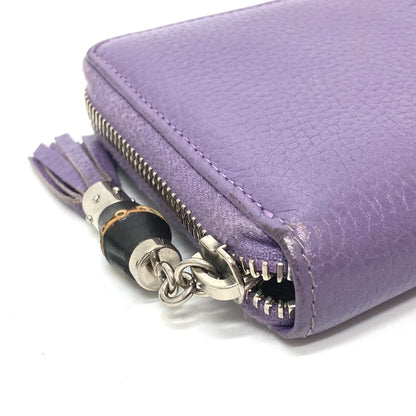 GUCCI Long Wallet Purse 307984 leather purple Bamboo tassel