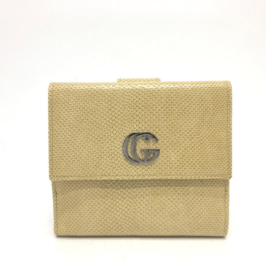 GUCCI Folded wallet leather beige GG Marmont logo