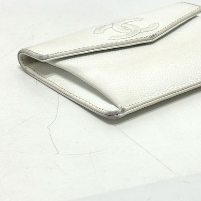 CHANEL Folded wallet Caviar skin white COCO Mark